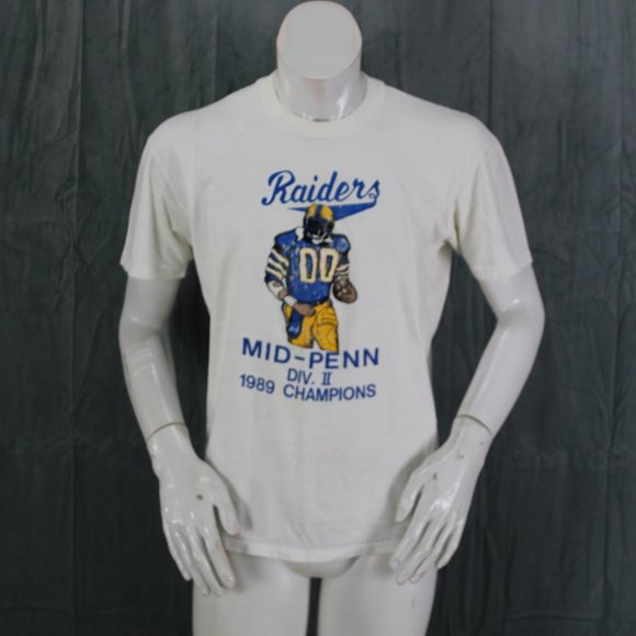 Vintage Graphic T-shirt - Raiders 1989 Mid Penn Division 2 Champions - Men's L - Picture 4 of 8